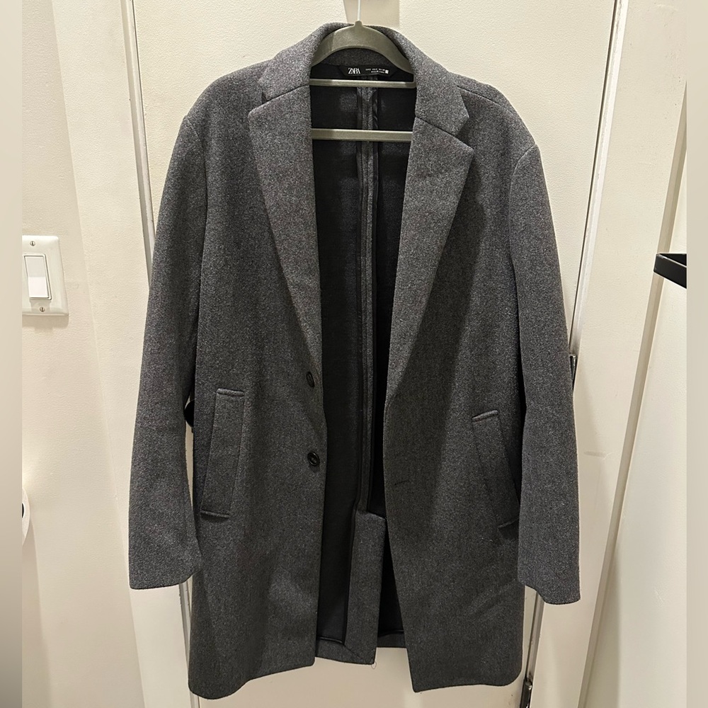 Zara Charcoal Gray Wool Pea Coat